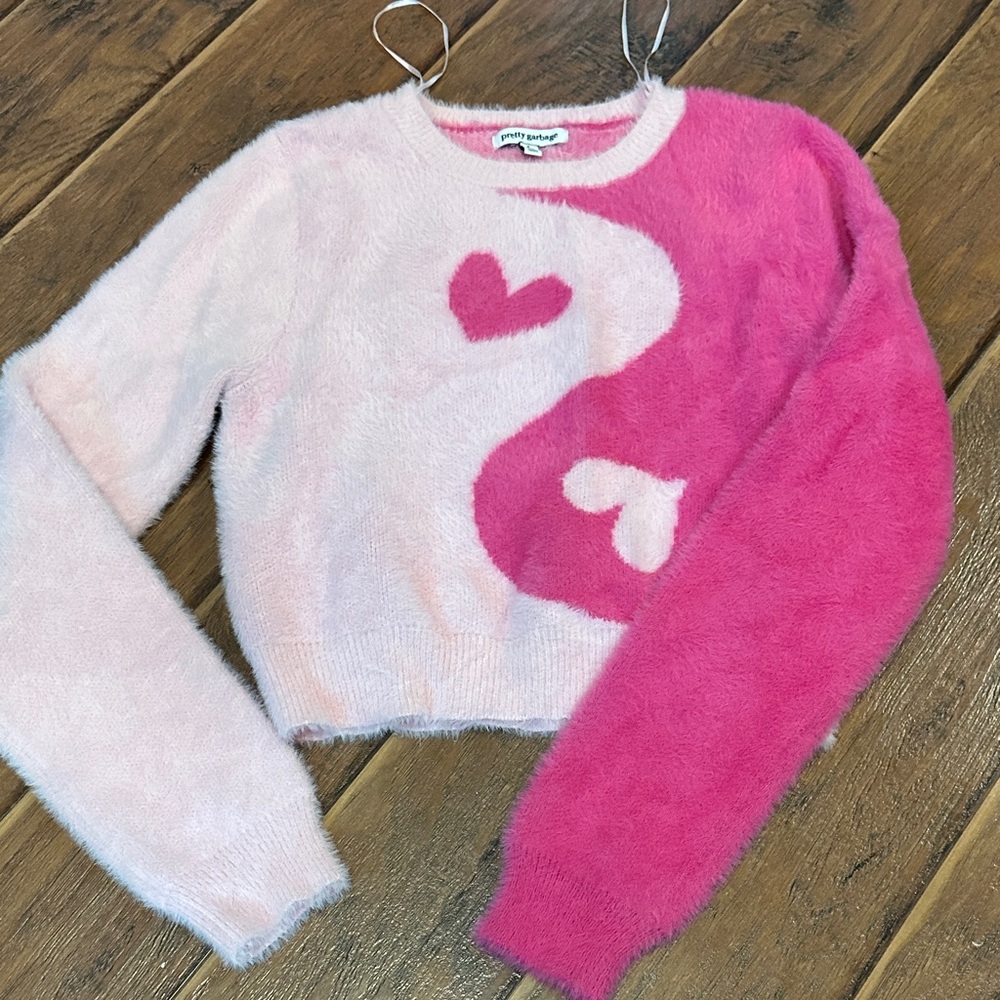 Wild Fable Pink and White Heart Sweater